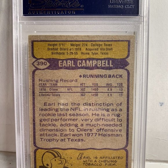 1979 TOPPS HOF EARL CAPMBELL AUTO AUTOGRAPH SIGNED ROOKIE RC #390 PSA/DNA OILERS - Picture 2 of 2